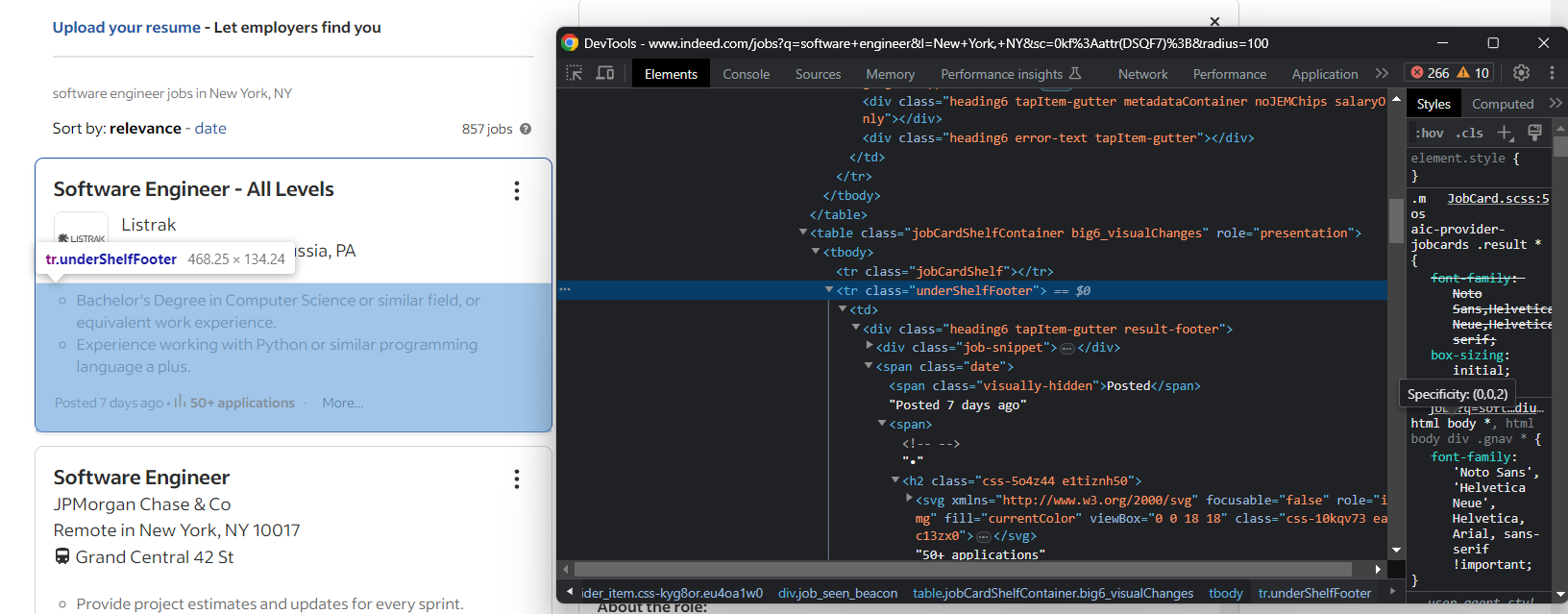 Summary' tab showing creation date and number of applications