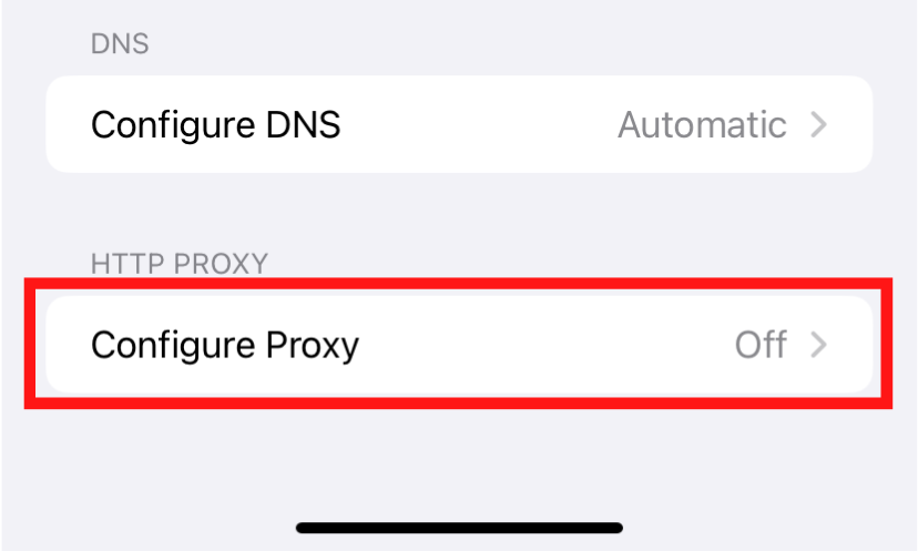 Pantalla Configurar DNS y Configurar Proxy.