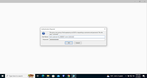 Ventana emergente de autenticación de contraseña en la pantalla de una computadora.