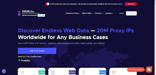 Infatica's website homepage