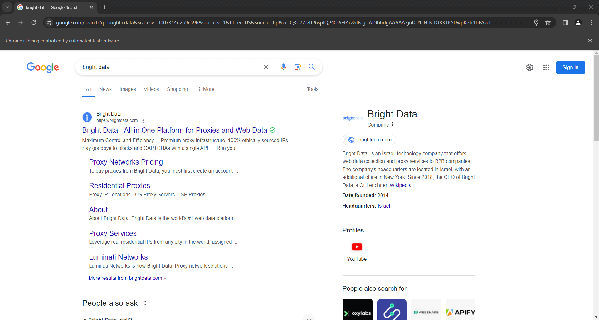 Performing a search on Google on the specified query
