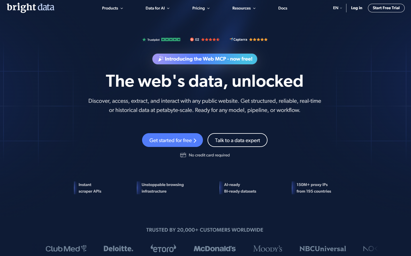 Página de inicio de Bright Data