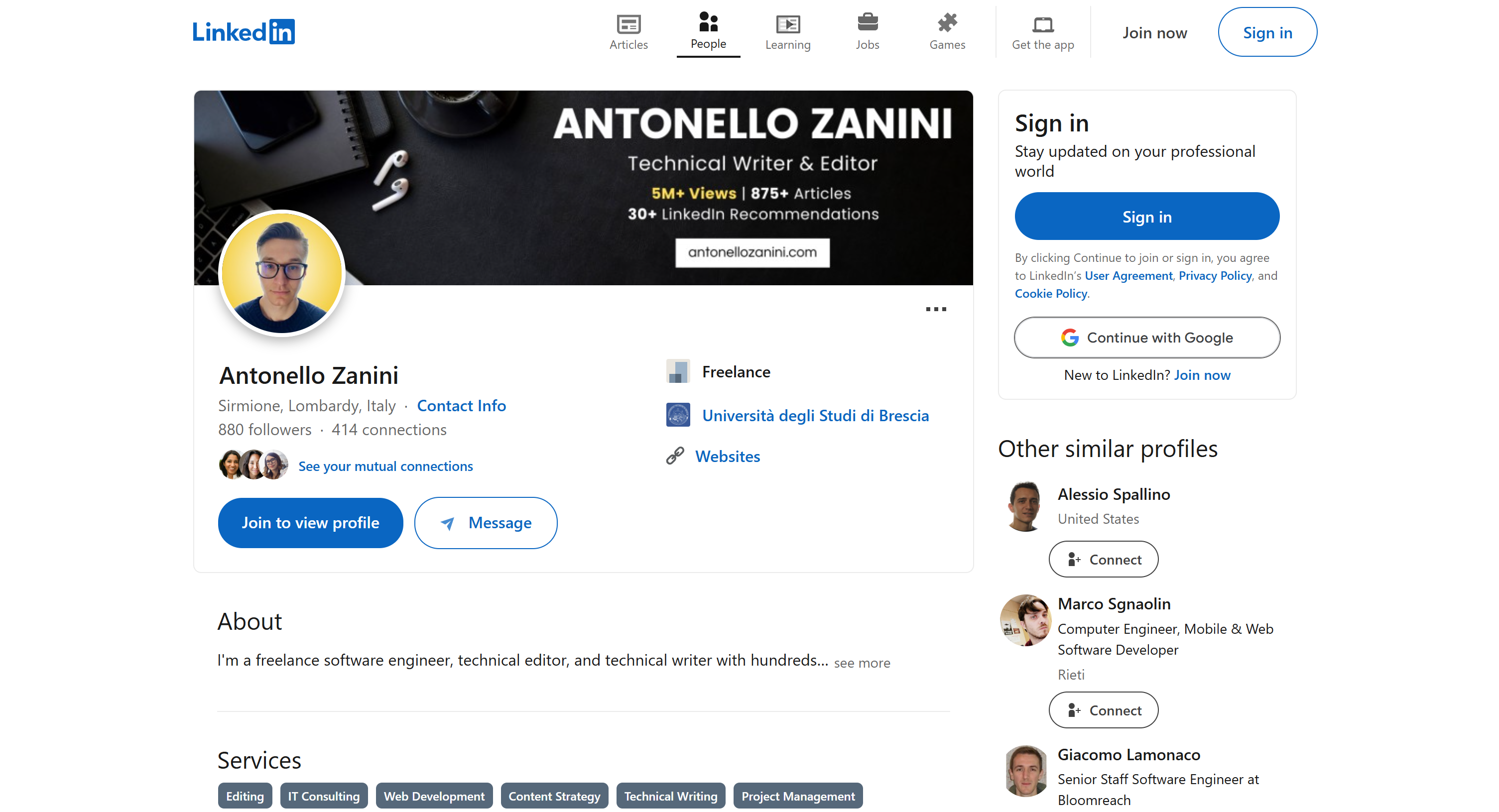 The target page we focus on