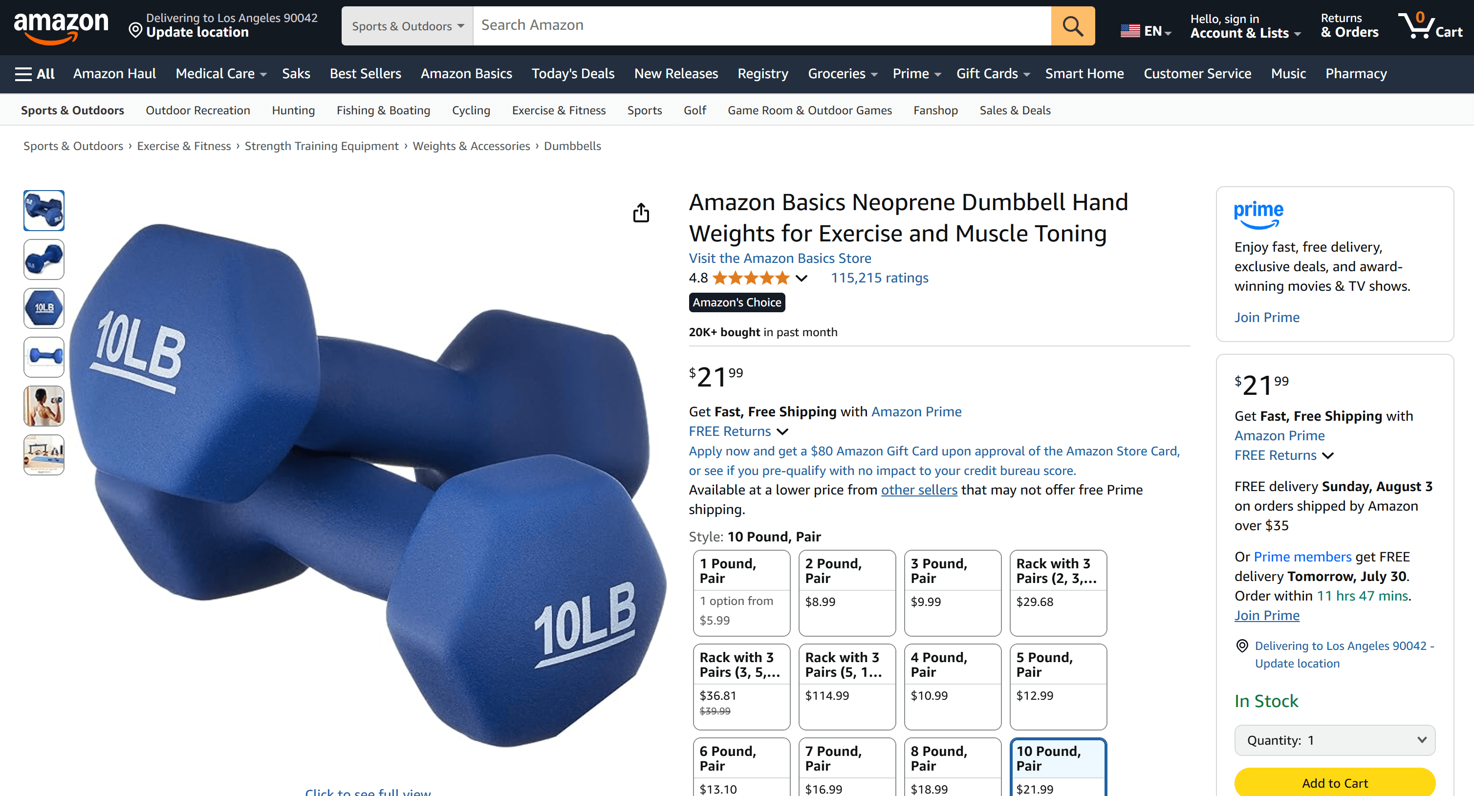 Página original de Amazon