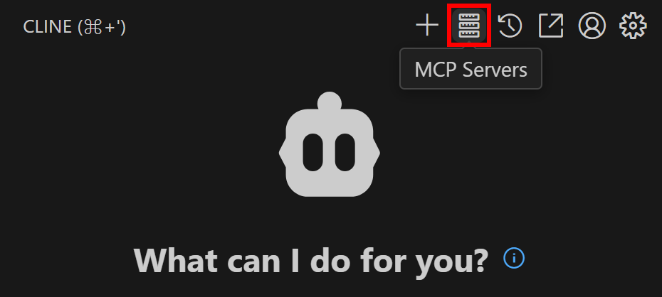 Pinchando en "Servidores MCP" en el menú superior derecho de Cline
