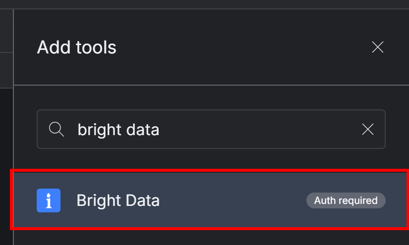 Selección del conector Bright Data