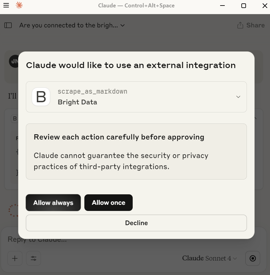 Permitir a Claude utilizar scrape_as_markdown