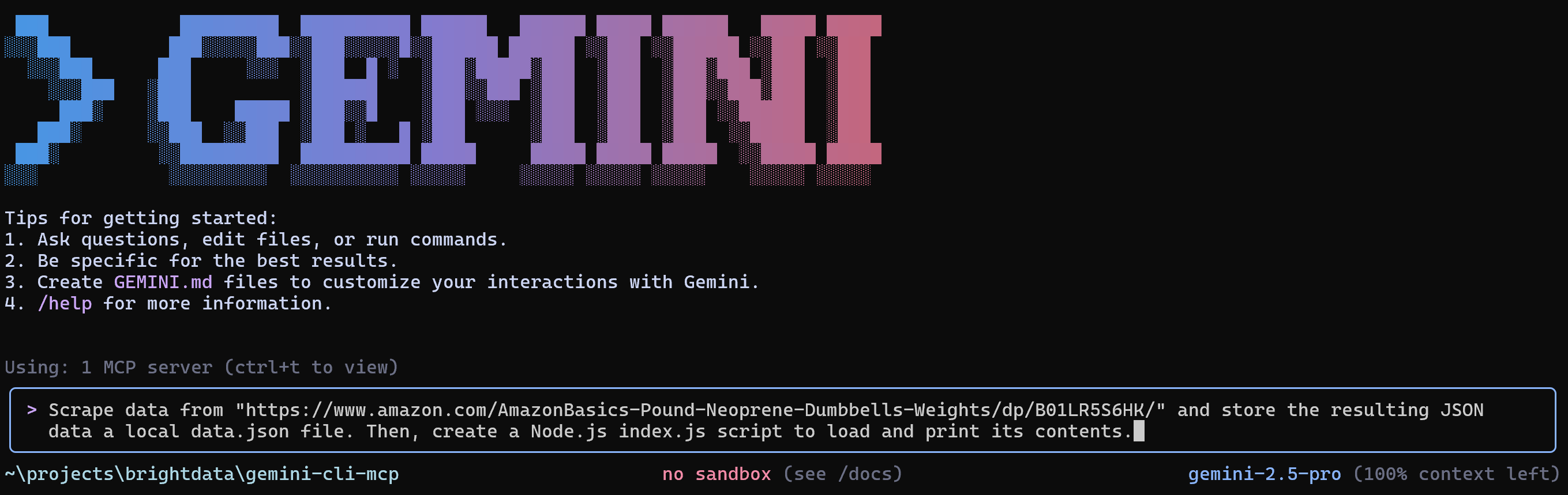 El prompt en la CLI de Gemini