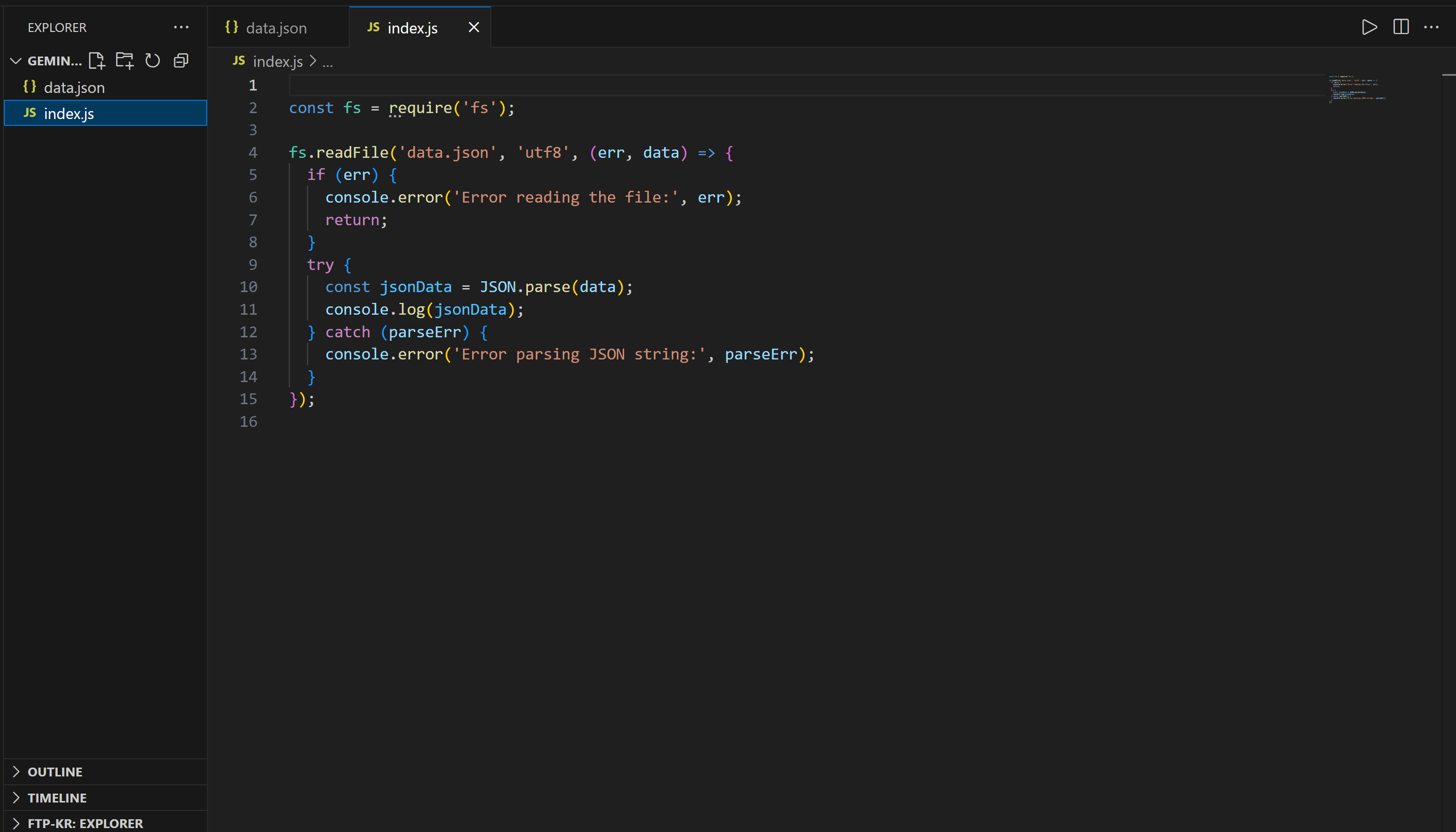 index.js en VSC