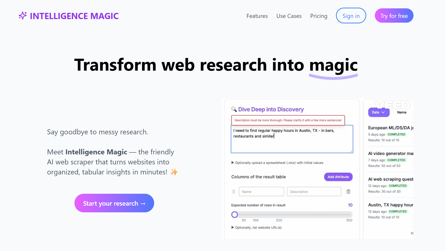 Página web de Intelligence Magic