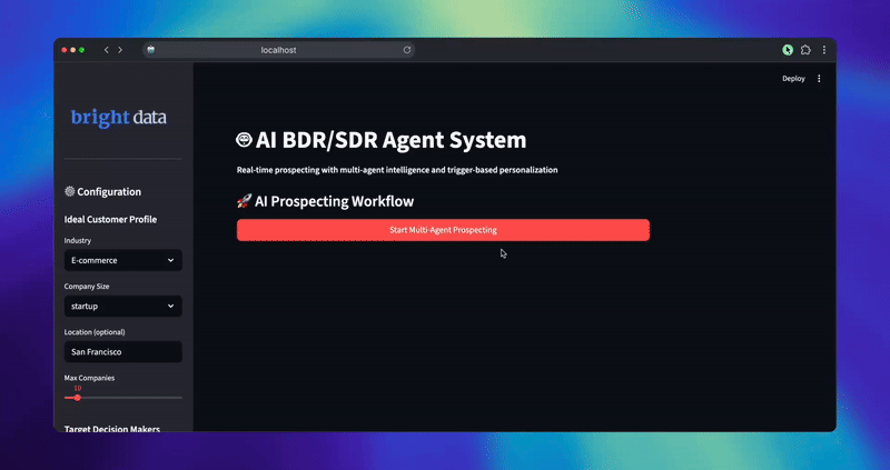 Demo of the SDR agent