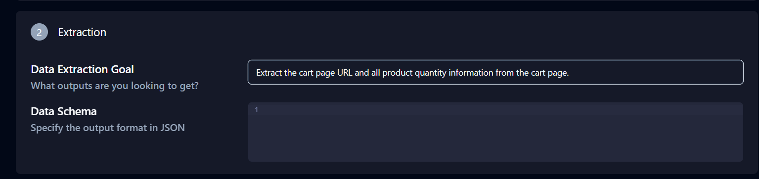 Adding the data extraction goal