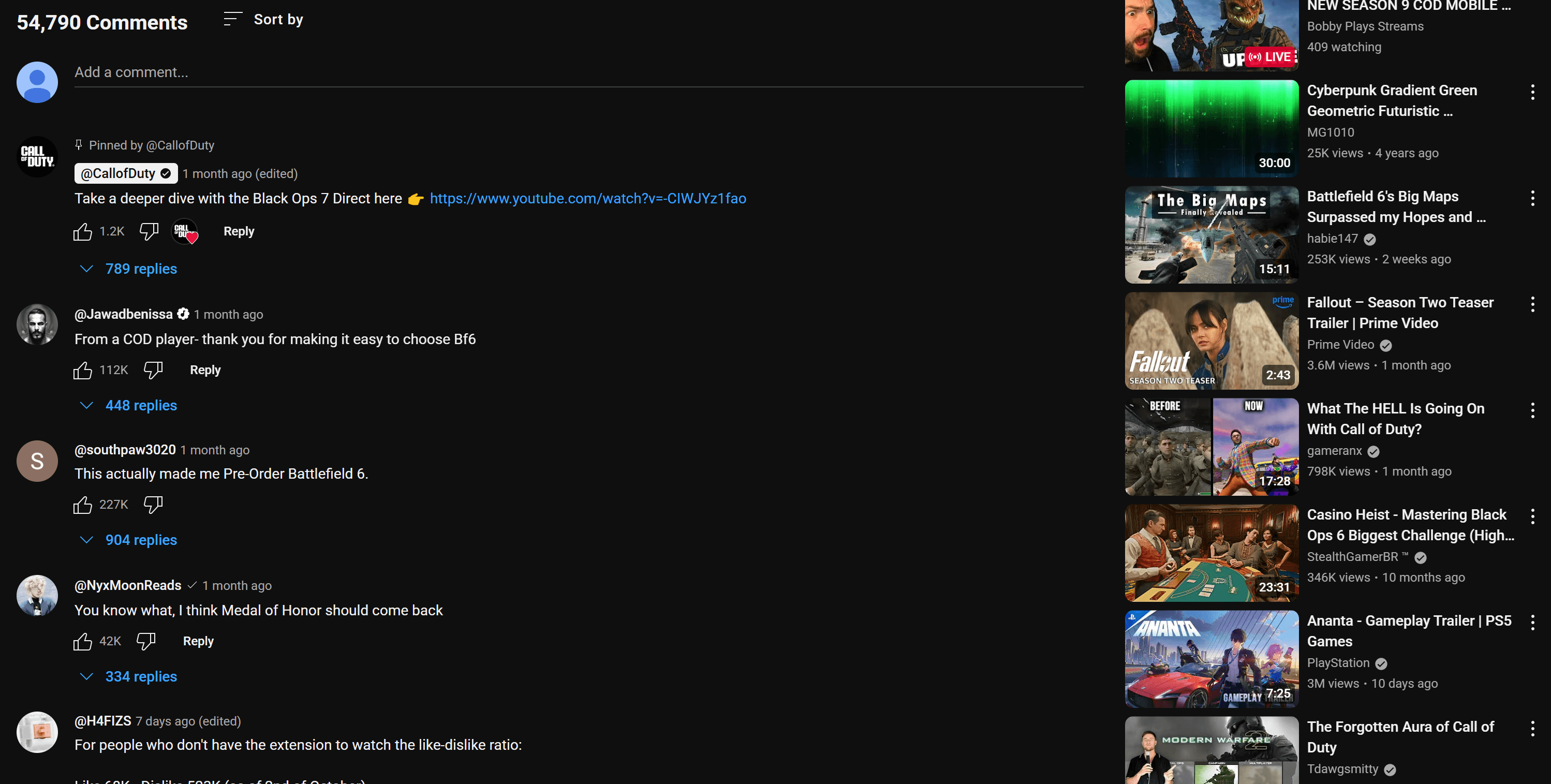 The comments in the input YouTube video