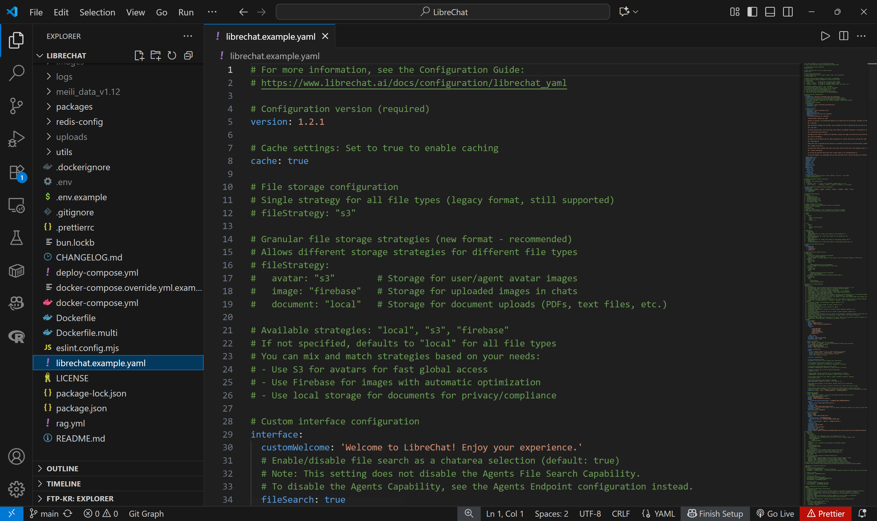 The librechat.example.yaml file in the project’s repository