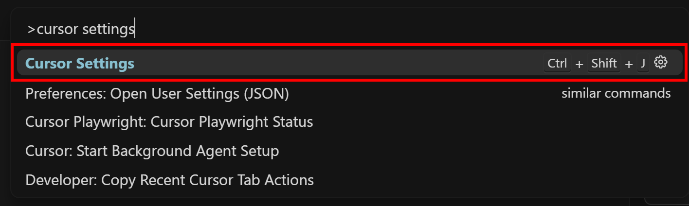 Select the “Cursor Settings” option