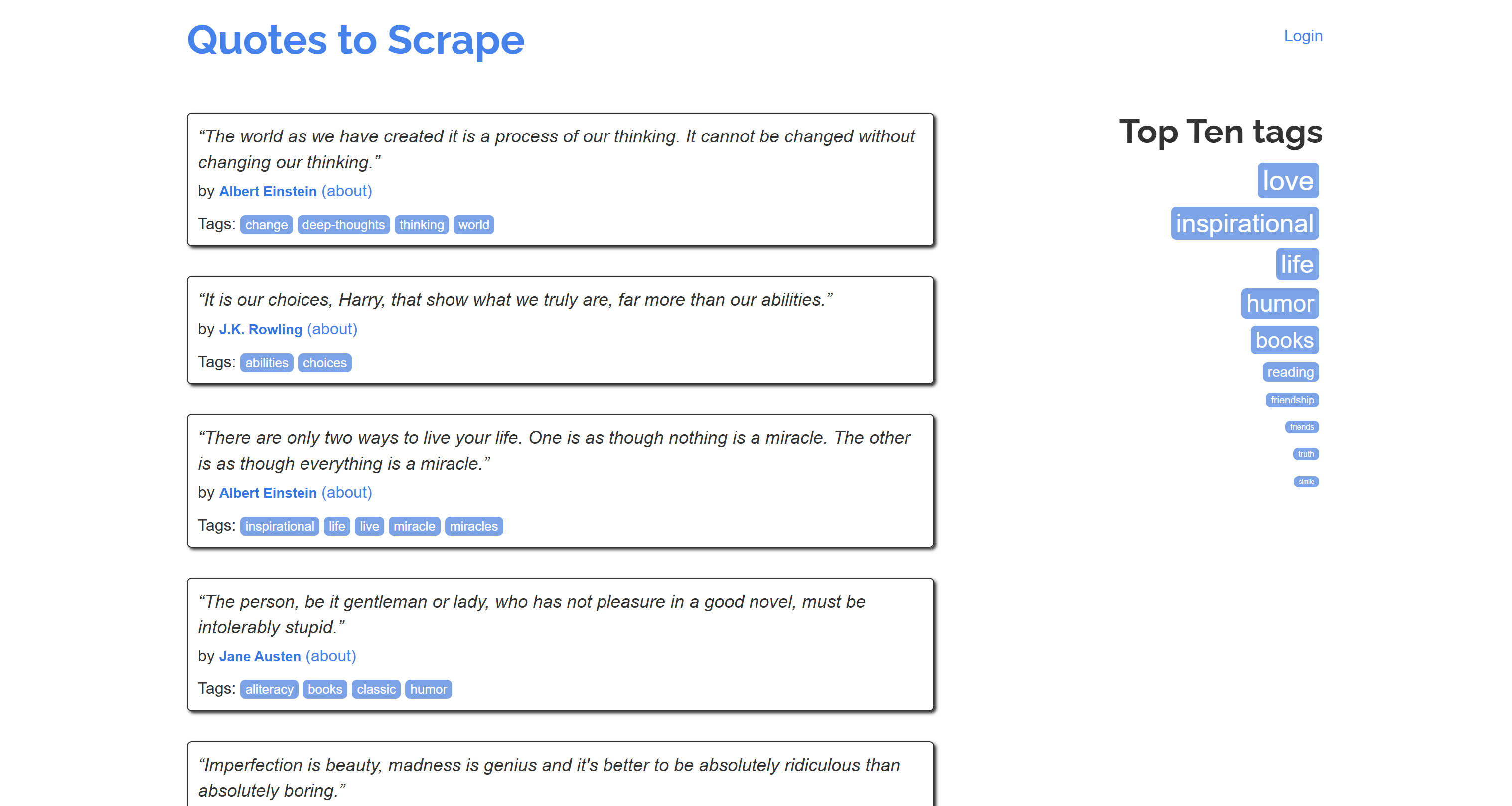 The target “Quotes to Scrape” page