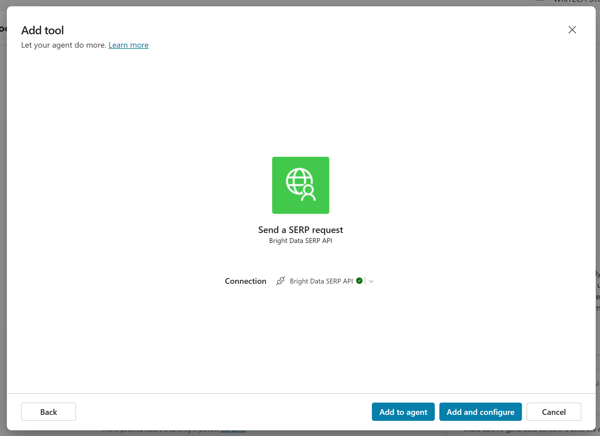 Pressing the “Add and configure” button